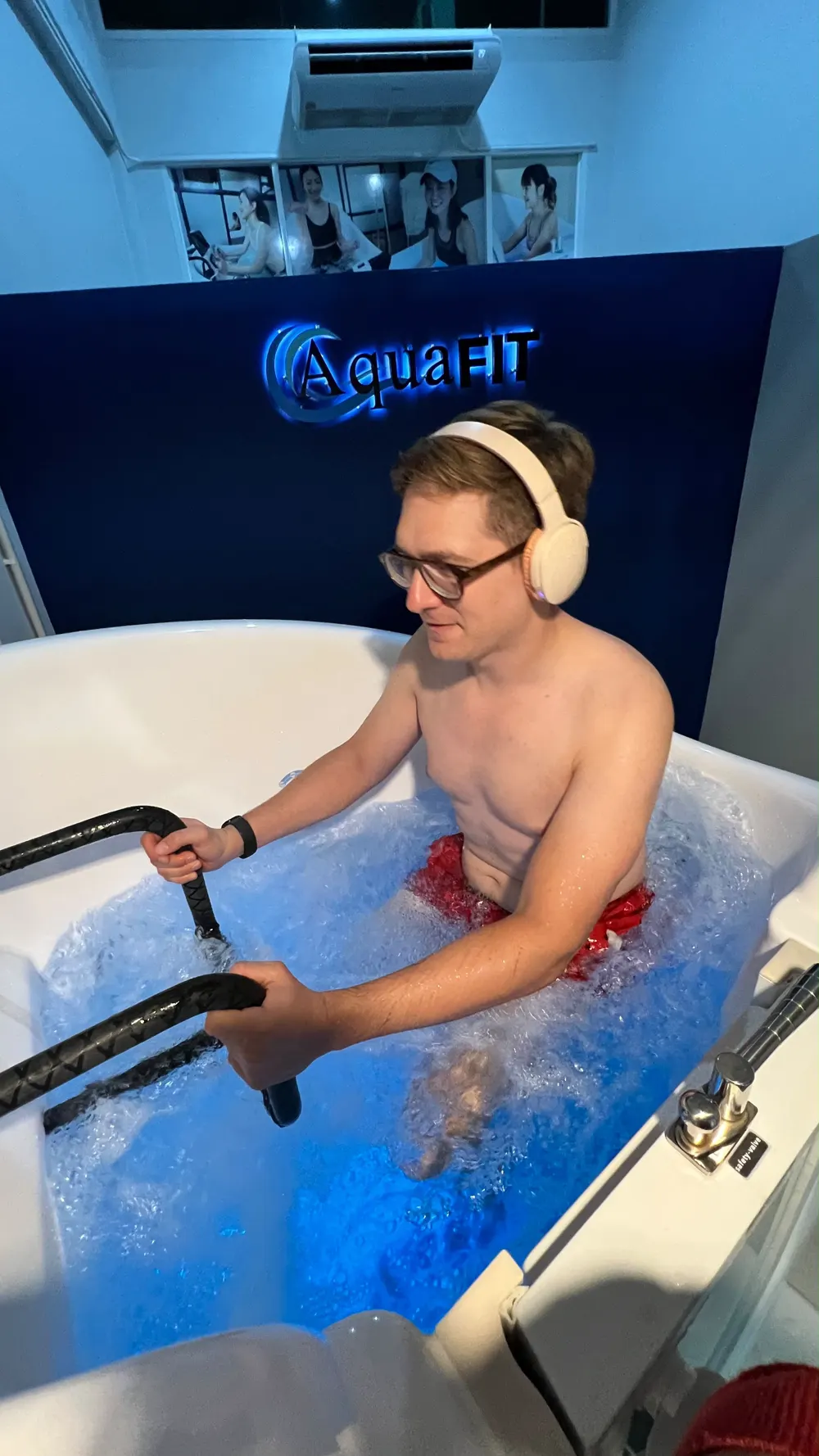 Rider pedalling in the spa bike